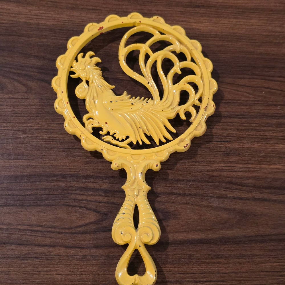 Vintage Sexton Yellow Cast Metal Rooster Trivet Farmhouse Kitchen Wall Decor 9in - Picture 11 of 12